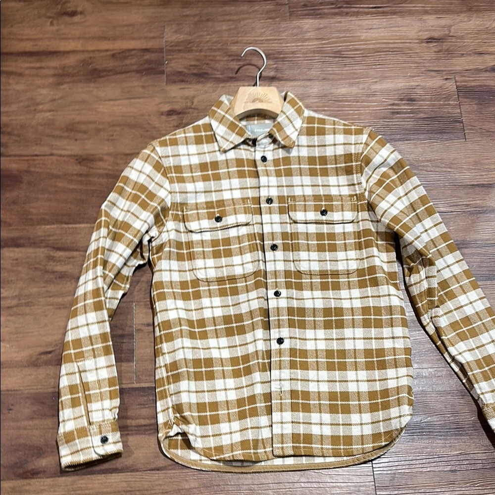 Everlane Brown and White Casual Button Down Shirt